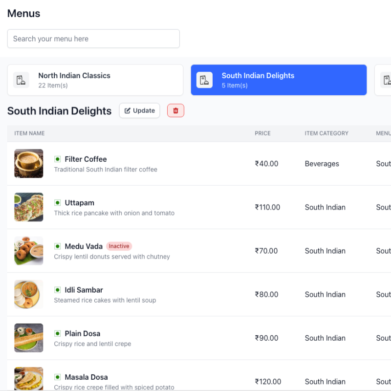 Effortless Menu Management